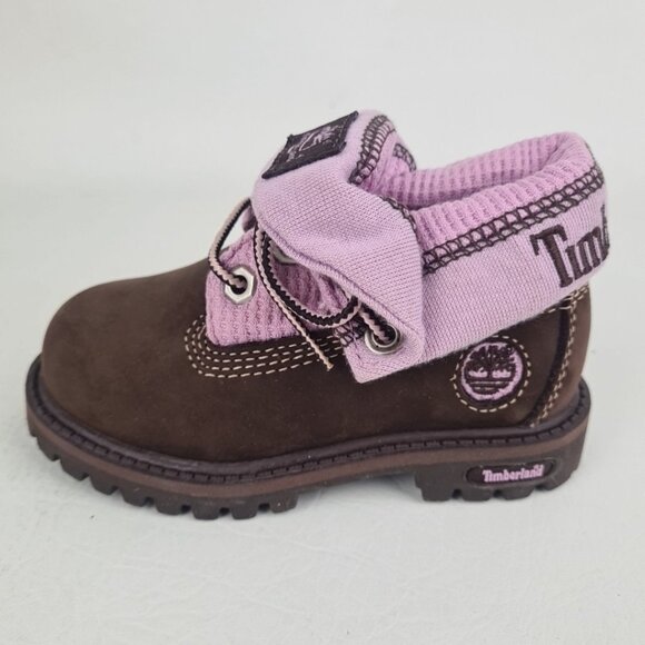 Timberland Roll Top Hex TODDLER Boots Waterproof Brown Leather - Picture 2 of 9
